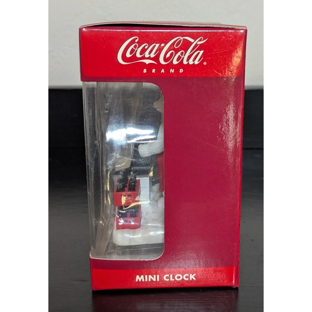 Vintage Coca-Cola Polar Bear Mini Clock Conveyer Belt Bottling Line NIB Unopened